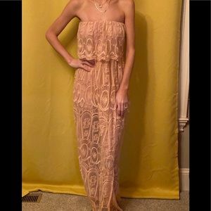 Rose lace summer dress, partially lined